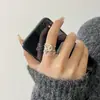 Versión Coreana Anillo de Plata de Ley 925 con Diseño Geométrico Plata Brillante para Mujer, No se Desvanece, Versátil Anillo Abierto para el Dedo Índice
