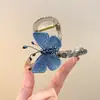 Nuevo Clip Morado Bordado de Mariposa 2025 para Mujer, Pinza Tiburón de Gama Alta para Cabello Semi-Recogido en la Parte Posterior de la Cabeza, Pinza para Cabello Mediano