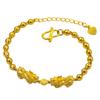 Pulsera Redonda de Pixiu Doble Dorada Moneda de la Suerte para Mujer Cuentas de Vestido Estilo Chino Oro Arena Vietnamita Joyería al por Mayor