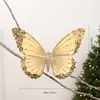 Adornos de mariposa 3D de Navidad transfronterizos, colgantes de lentejuelas con hilo dorado, decoraciones de mariposa pintadas realistas para árboles de Navidad festivos