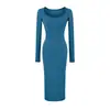 Vestido Kardashian Hot Girl de Pliegues con Escote Corazón de Manga Larga 2026 Nuevo Otoño Temprano Sexy Ajustado Base Falda Bodycon