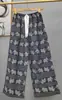 Pantalones de pijama de algodón para mujer, verano, finos, estampados, casuales, de pierna ancha, pueden usar mujeres embarazadas, comercio exterior, pantalones de talla grande