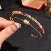 Pulseira Oval de Zircônia em Camada Dupla com Abertura, Luxo Leve, Sensação de Sofisticação, Estilo Europeu e Americano, Estilo Frio, Para Trabalho, Combina com Tudo