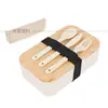 Amazon Caja de Almuerzo de Bambú de Estilo Japonés de una Sola Capa Caja Bento para Estudiantes Caja de Almuerzo para Exteriores y Camping Caja Conservadora de Frescura Gran Capacidad Compartimentada