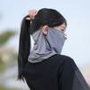Máscara Protetora Solar de Seda Gelo com Gancho de Orelha para Homens e Mulheres para Primavera e Verão, Quebra-Sol e Anti-UV, Polaina Longa para Pescoço, Ciclismo, Véu Facial Completo