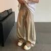 Pantalones de vestir casuales americanos, silueta holgada, plisados en forma de guadaña, caídos, simples, de tacto de alta gama, pantalones casuales, pierna ancha, pantalones de guadaña