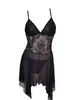 Camisón de encaje para mujer, con paneles de malla transparente, un diseño sexy de espalda abierta y un estilo seductor y atractivo, perfecto como lencería o ropa de estar por casa.. 8012