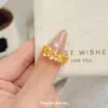 Anel Banhado a Ouro Antigo Estilo Novo 2026 com Design Luxuoso, Anel Floral de Dedo Indicador Aberto, Anel de Alta Qualidade Moderno e Exquisito