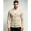 2026 Comercio Exterior Transfronterizo Otoño e Invierno Suéter Cardigan de Color Sólido con Cuello en V para Hombre Ropa de Punto Ajustada Casual Chaqueta para Hombre