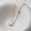Entrada Transfronteriza Lujo Vintage Estilo Dulce Océano Collar Concha de Amor Acero Titanio Chapado Oro 18K Cadena Clavícula Femenina Ins