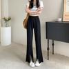 Pantalones rectos torcidos de pierna ancha para mujer 2025 nuevos pantalones casuales adelgazantes de talle alto con aberturas y pantalones largos drapeados