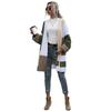 Bai Fen Zhi Yi Amazon Suéter Cardigan de Punto con Bloques de Color Estilo Perezoso Manga Larga Otoño e Invierno Chaqueta Larga de Color Contrastante