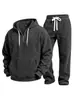 Conjunto de Ropa Deportiva Casual Versátil para Hombre, Chaqueta de Manga Larga de Pana con Cruces de Color Sólido, Pantalones Casuales