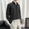 Camisa preta masculina de manga comprida estilo coreano moda bonito dk homens casuais estilo Hong Kong estilo japonês estilo preguiçoso estilo não-ferro camisa branca