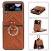 Para Samsung Z FLIP 4 capa de celular com anel acoplado W23FLip linha de carro capa protetora de pele de carneiro flip3 mulheres