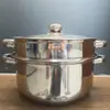 Panela de Cozinhar a Vapor de Camada Dupla Famosa na Internet 24cm para Uso Doméstico, Panela de Sopa de Grande Capacidade, Panela de Cozinhar a Vapor Espessada de Aço Inoxidável 1