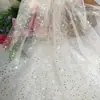 Apricot Vermelho e Branco Dourado Claro Rosa Preto Gipsofila Véu de Casamento Tecido com Lantejoulas Vestido de Casamento Tecido de Malha Macia