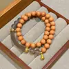 Pulseira Estilo Chinês de Sândalo Verde com Cinco Linhas de Sutra, Meia Pulseira de Sândalo, Design DIY, Pulseira Duplo Círculo de Alta Qualidade para Mulheres, Adequada para Barracas de Mercado