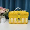 Cesta de Presente para Bebê Trançada em Rattan Sintético, Caixa de Presente de Cesta de Rattan, Cesta Trançada, Caixa de Presente Bicolor para Casamento, Caixa de Armazenamento de Maquiagem
