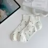 Calcetines de Algodón Peinado de Tubo Corto para Mujer Estilo Coreano Dongdaemun Punto Polar Calcetines de Tubo Medio para Mujer Puntos Pequeños Calcetines Casuales Versátiles