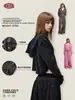 Ropa de Mujer 2025 Otoño Estilo Retro Europeo y Americano Chica Caliente Suéter Camiseta de Manga Larga con Capucha Plisada Corta para Mujer
