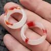 Xinjiang Hotan Waimeng Anillo de Material Anillo de Jade de Sangre Imitación Anillo de Jade de Hotan Imitación Anillo de Jade Blanco Anillo de Jade Joyería