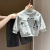 Conjunto de dos piezas para primavera/otoño para bebés y niños pequeños, sudadera con estampado de dibujos animados lindos y pantalón de lunares