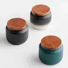 Lata de Chá Listrada Pequena Portátil de Cerâmica para Armazenamento de Chá Chá Preto Chá Verde Pu'Er Lata de Armazenamento Universal Lata Selada à Prova de Umidade
