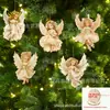 Conjunto de 12 Peças de Enfeites de Madeira de Anjo Vitoriano Decoração de Festival Tradicional Pingente para Decoração de Casa e Janela