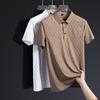 Camiseta BT de solapa para hombre de verano casual de negocios alta elasticidad sin costuras seda de hielo fina de manga corta polo entrega de una sola pieza