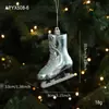 Pingente de Plástico Azul Transfronteiriço Pó Pegajoso Decoração de Janela de Árvore de Natal Estrela de Cinco Pontas Floco de Neve Decoração de Desenho Animado Layout de Cena