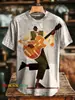 Moda Transfronteiriça Estampa de Padrão Artístico de Jazz Masculina Gola Redonda Manga Curta Estampa Digital 3D Feito Sob Medida, A Partir de Uma Peça