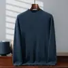 Suéter 100% caxemira pura para homens, gola semi-alta dupla camada, novo suéter de malha quente outono e inverno 2026, camiseta de base