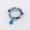 Pulsera Bohemio de Cuentas de Arroz Multicapa con Colgante de Borla, Pulsera de Cordón Elástico, Joyería de Mano Estilo Étnico, Venta al por Mayor