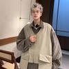 Camisa Falsa de Dos Piezas de Manga Larga para Hombre 2024 Nueva Primavera y Otoño Rayas Retro Top Oversize Chaqueta para Adolescentes