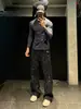 Pantalones Deportivos Originales de Fabricante Estilo Americano Tie-Dye Bordados con Cimitarra para Hombre, Pantalones Deportivos de Pierna Ancha para Primavera y Otoño, Pantalones Rectos de Caída