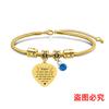 Pulseira Europeia e Americana transfronteiriça pulseira osso de cobra de aço inoxidável namoradas amigas Diamante Azul festival Presente japonês gravação pulseira de aço titânio