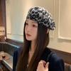 Boina de Leopardo Transfronteriza Nueva Artística Retro Otoño e Invierno Gorra de Periódico de Moda Versátil Dulce Fresca Boina de Pintor