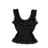 Camisola con Adorno de Encaje para Mujer, Top de Punto Corto sin Mangas de Verano Ajustado para Chicas a la Moda
