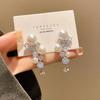 Pendientes de plata S925 con perla retro francesa incrustada con diamantes y aguja, pendientes de alta calidad para mujer, pendientes de nicho, pendientes de temperamento de alta sociedad.