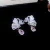Pendientes de Flor de Zircón Perla Aguja de Plata Minimalistas Modernos Versátiles Elegantes Pendientes de Lujo Ligero Pendientes de Gama Alta Venta al por Mayor