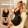 Vestido Curto Sexy Estilo Europeu e Americano com Decote Baixo e Amarração no Pescoço, Nova Camisola de Verão Sedosa de Cetim com Cintura Marcada e Bojos