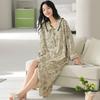Camisón Pijama de Mujer Primavera y Otoño Algodón Manga Larga Otoño 2025 Nuevo Otoño e Invierno Camisa Fina Cárdigan Largo Ropa de Casa