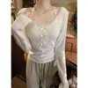 Camiseta de manga larga con encaje, cálida, ajustada, con temperamento sexy, de terciopelo con hilo, para otoño e invierno, al por mayor transfronterizo, camiseta básica para mujer