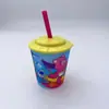 Novo Copo de Água Infantil de Desenho Animado com Canudo Festa de Aniversário Copo de Água de Estudante Desenho Animado Copo com Canudo Bonito Copo de Plástico
