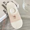 Calcetines Invisibles de Algodón para Mujer con Patrón de Rayas, Bordado de Oso, Diseño Sin Costuras Anti-Fricción