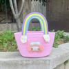 Nova Bolsa de Menina 2024 Nova Bolsa Nuvem Arco-Íris Bolsa Infantil de Palha Bolsa de Palha de Grande Capacidade Estilo Coreano