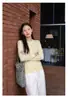 Nuevo cárdigan de punto para mujer de lana 100% con cuello redondo, popular y elegante, hecho de hilo Yangzi, lavable a máquina, lana Puyuan