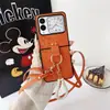 Moda Lujo Adecuado para Huawei Nova Flip Anillo de Mickey Cuerda Cruzada Cuero Creativo Pantalla Plegable Teléfono Móvil