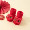 Calcetines de Felpa Gruesos Cálidos Rojos para Bebé Otoño e Invierno, Antideslizantes para Recién Nacidos e Infantes, para Año Nuevo, Niños Pequeños, para el Piso